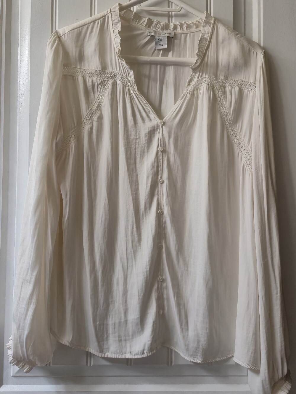 Womens Cupcakes & Cashmere Ivory Long-sleeved Blouse Size 1X